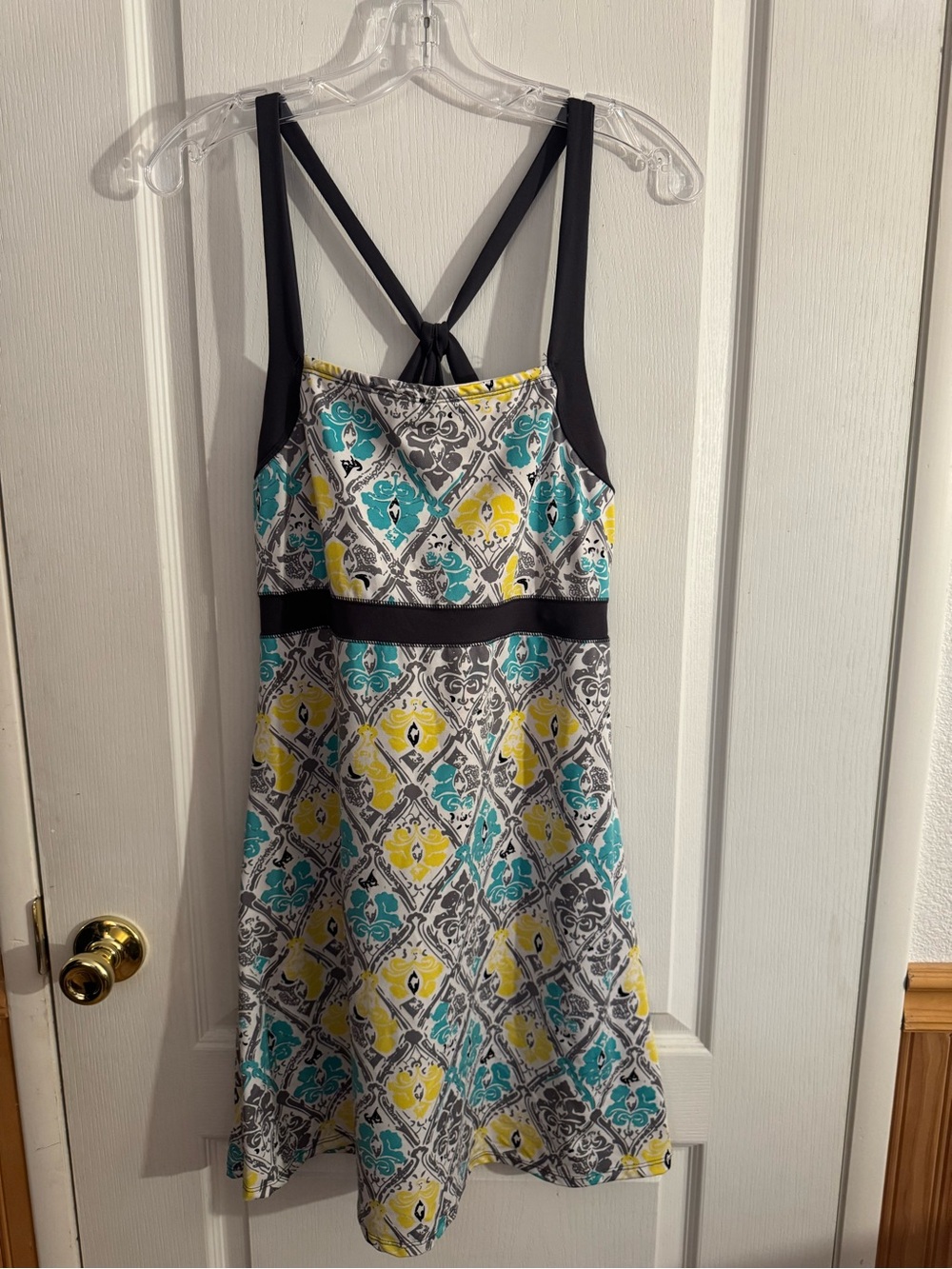 SOYBU A-line Dress in Teal, Yellow & Black